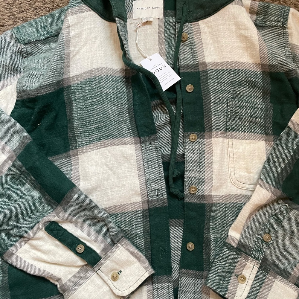 American Eagle NTW HOODED FLANNEL